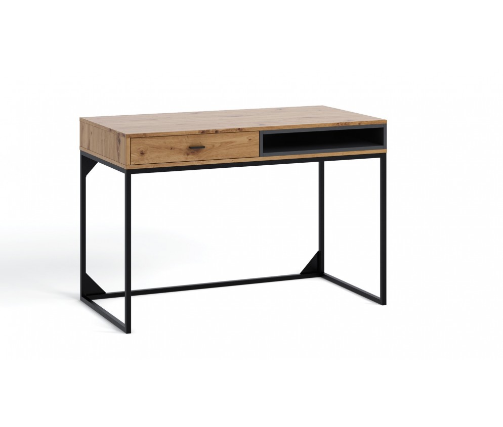 Biurko Leri Dąb Artisan/Czarny Mat