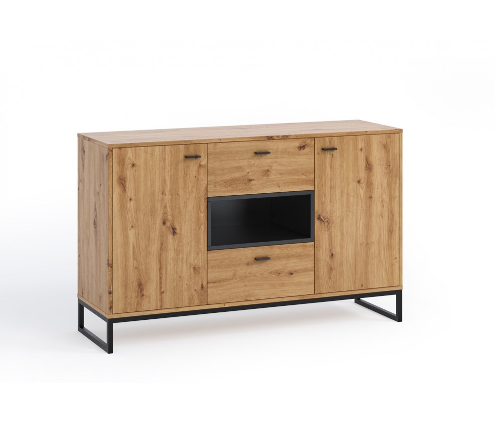 Komoda Leri Dąb Artisan/Czarny Mat