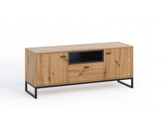 Stolik RTV Leri Dąb Artisan/Czarny Mat