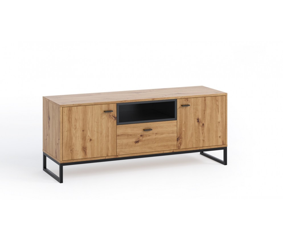 Stolik RTV Leri Dąb Artisan/Czarny Mat