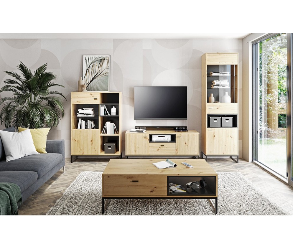 Szafa Leri Dąb Artisan/Czarny Mat