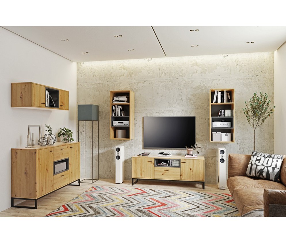 Szafa Leri Dąb Artisan/Czarny Mat