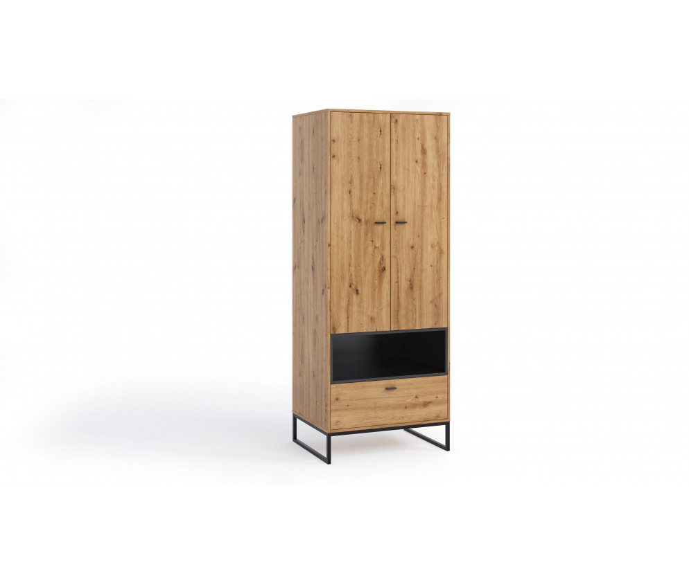 Szafa Leri Dąb Artisan/Czarny Mat