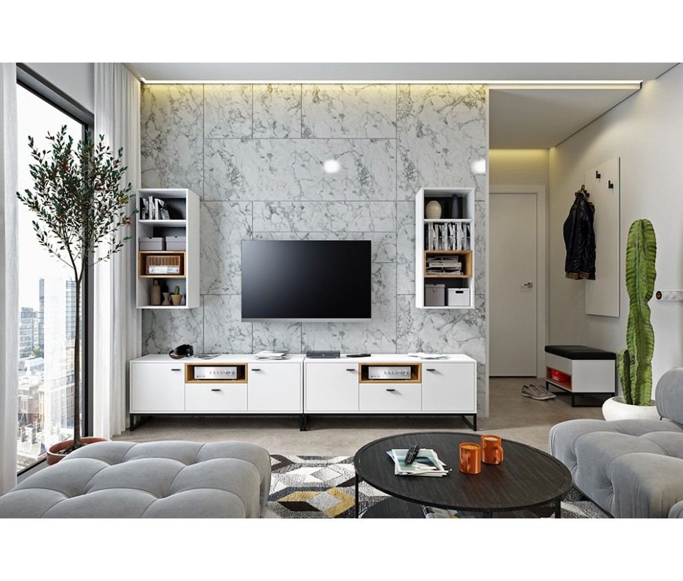 Biurko Leri Biały Mat/Dąb Artisan