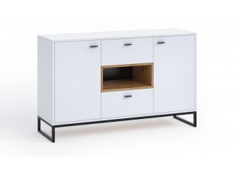 Komoda Leri Biały Mat/Dąb Artisan