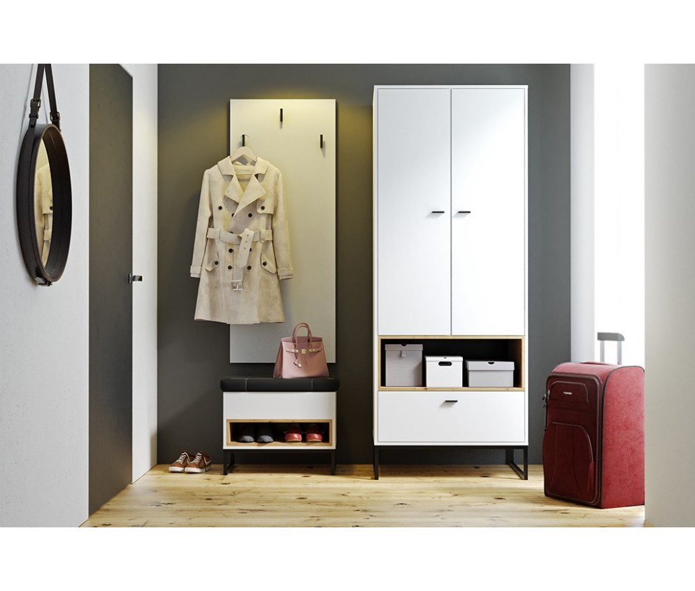 Komoda Leri Biały Mat/Dąb Artisan