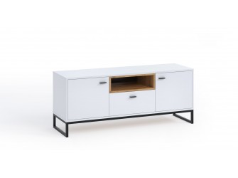 Stolik RTV Leri Biały Mat/Dąb Artisan