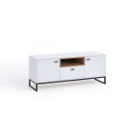 Stolik RTV Leri Biały Mat/Dąb Artisan