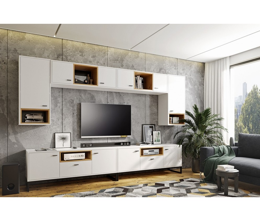 Witryna 60 Leri Biały Mat/Dąb Artisan