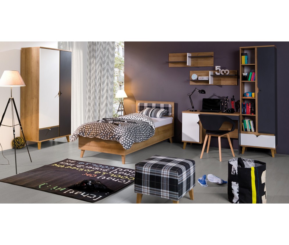 Biurko Nome Biały/Dąb Złoty/Grafit