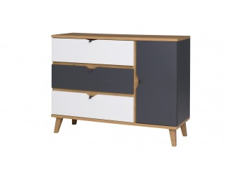 Komoda 1D3SZ Nome Biały/Dąb Złoty/Grafit