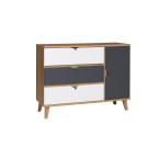 Komoda 1D3SZ Nome Biały/Dąb Złoty/Grafit
