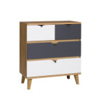 Komoda 4SZ Nome Biały/Dąb Złoty/Grafit