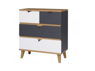 Komoda 4SZ Nome Biały/Dąb Złoty/Grafit