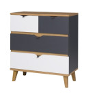Komoda 4SZ Nome Biały/Dąb Złoty/Grafit