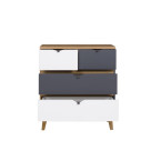 Komoda 4SZ Nome Biały/Dąb Złoty/Grafit