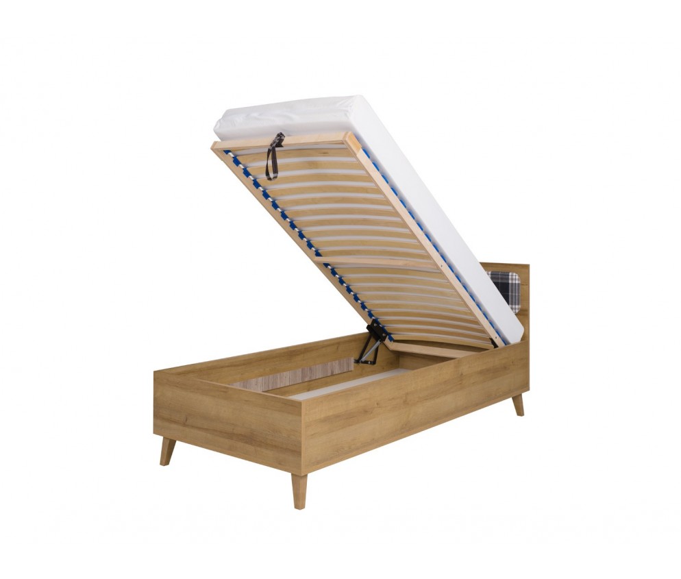 Łóżko Nome 90x200 Biały/Dąb Złoty/Grafit