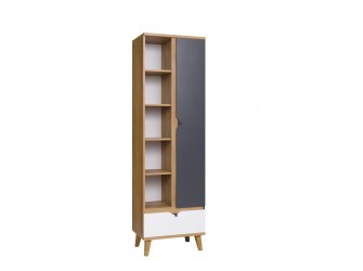 Regał 1D1SZ Nome Biały/Dąb Złoty/Grafit