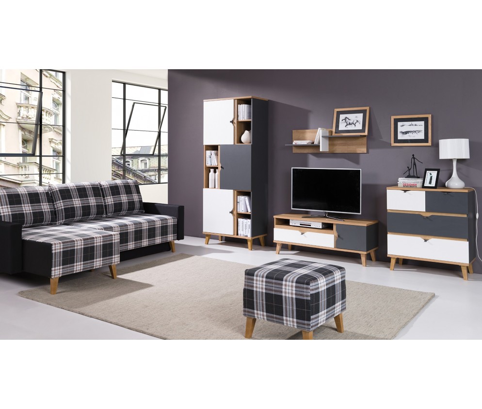 Regał 3D Nome Biały/Dąb Złoty/Grafit