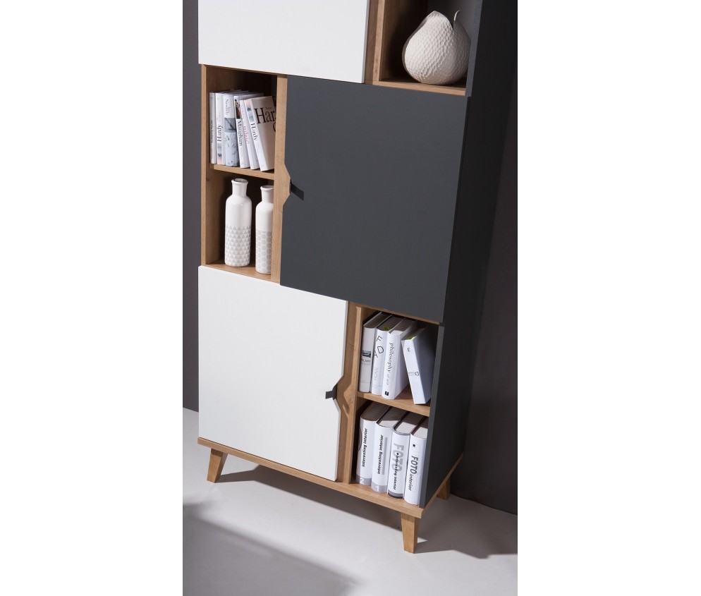 Regał 3D Nome Biały/Dąb Złoty/Grafit