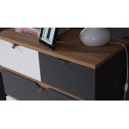 Komoda 4SZ Nome Biały/Dąb Złoty/Grafit