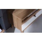 Stolik RTV Nome Biały/Dąb Złoty/Grafit