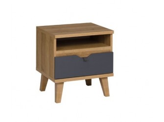 Stolik Nocny Nome Biały/Dąb Złoty/Grafit