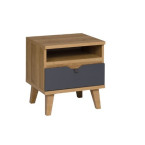 Stolik Nocny Nome Biały/Dąb Złoty/Grafit