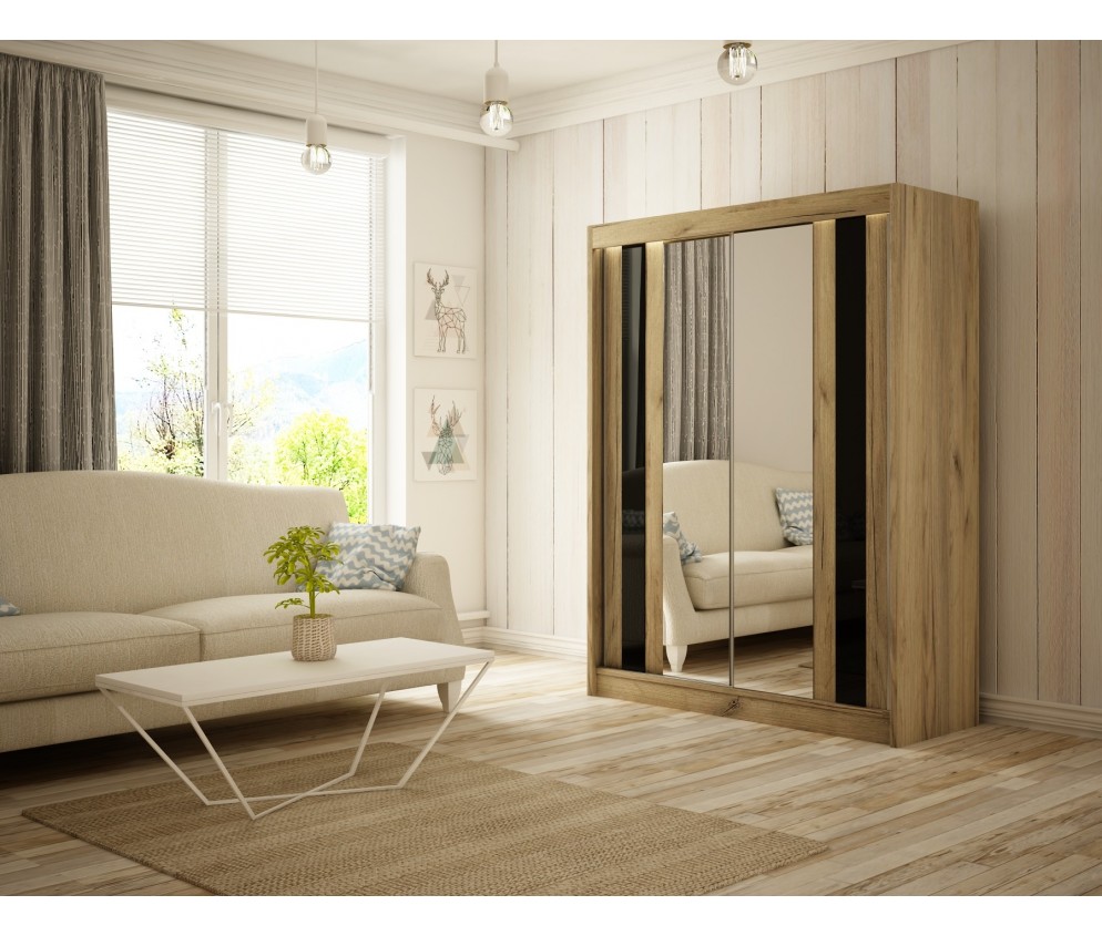 Szafa przesuwna Kama 200 Połysk Lacobel