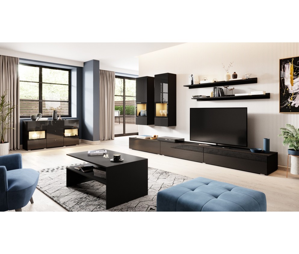 Meblościanka Lano Czarny Połysk