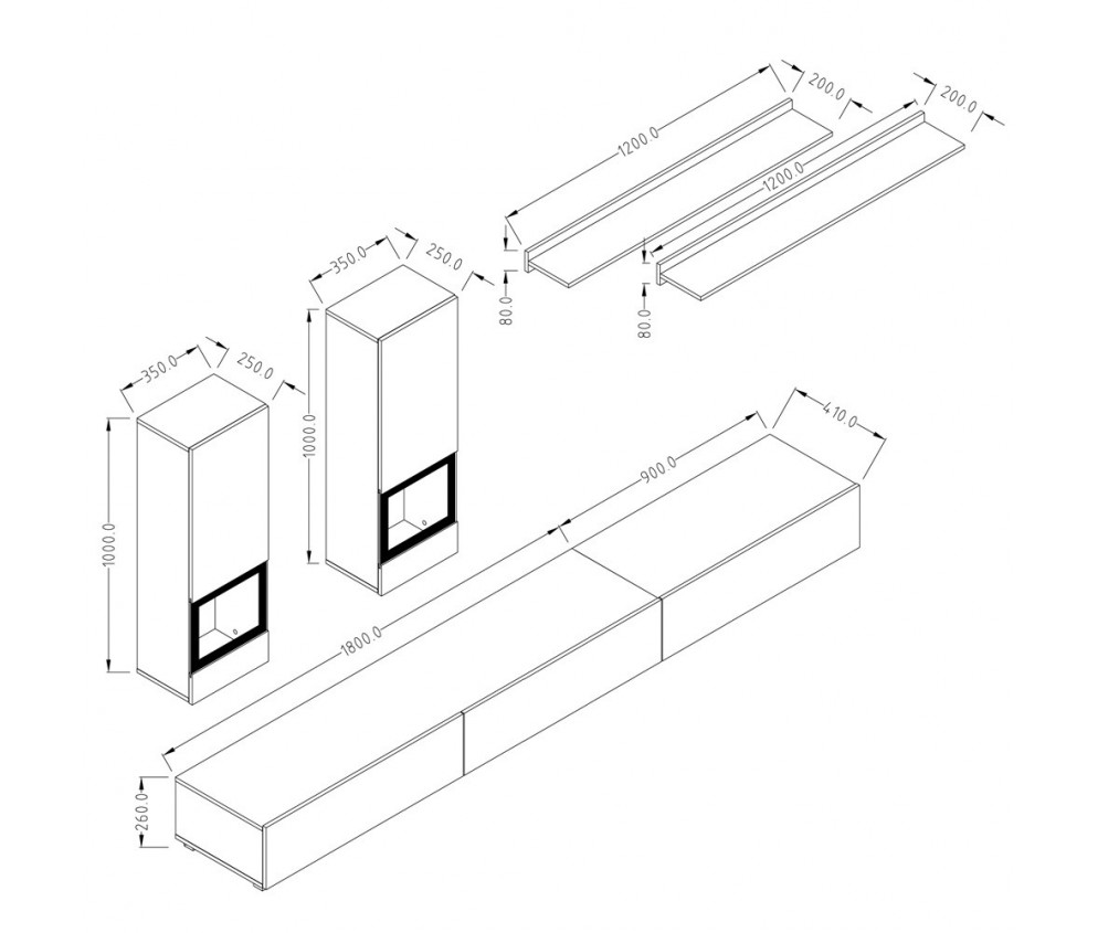 Meblościanka Lano Czarny Połysk