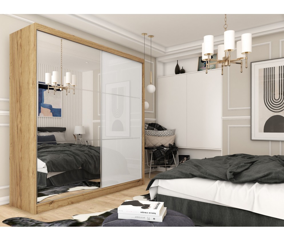 Szafa przesuwna Derino 200 Połysk + Lustro