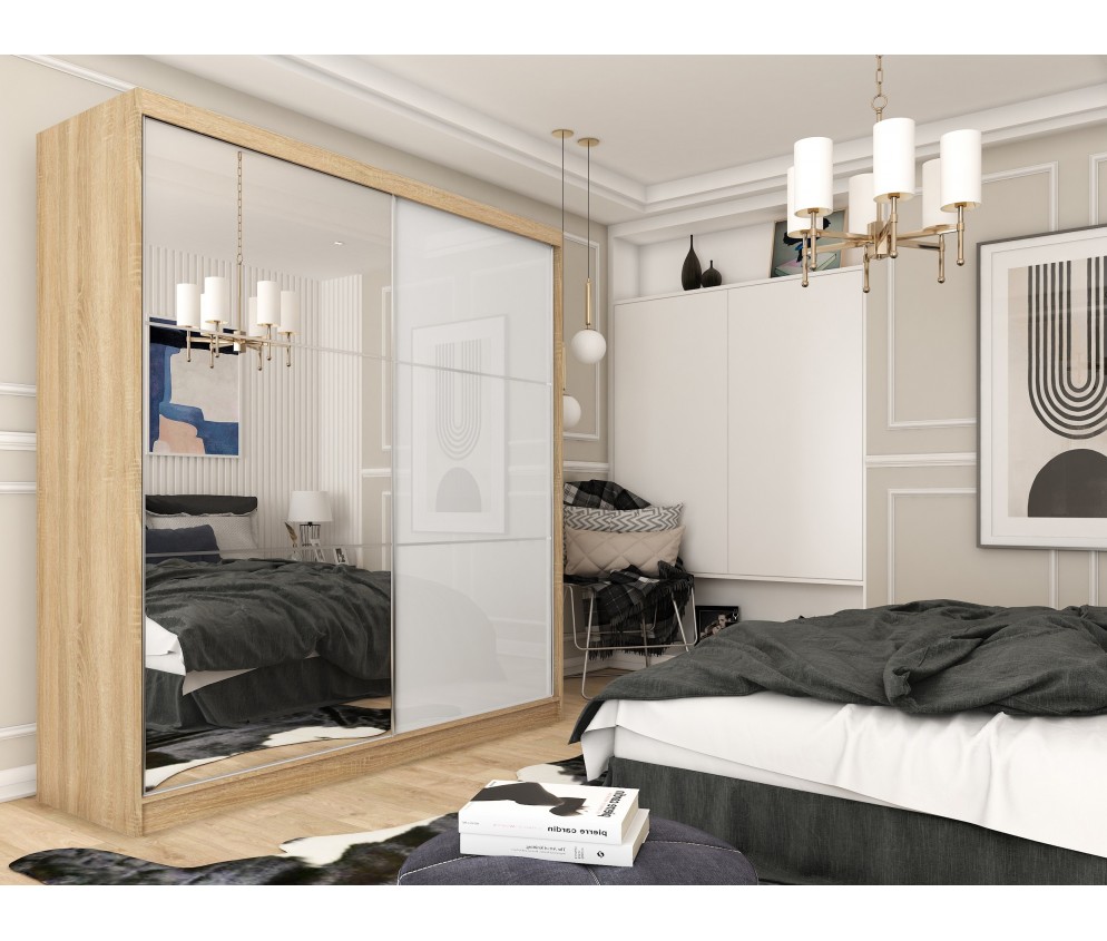 Szafa przesuwna Derino 200 Połysk + Lustro