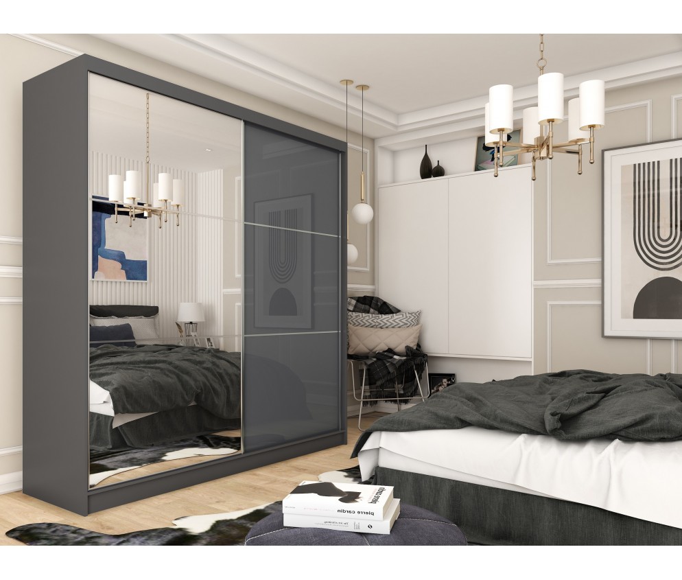 Szafa przesuwna Derino 200 Połysk + Lustro