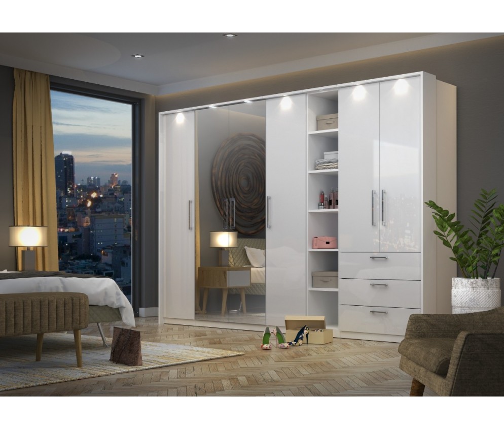 Szafa 2D3S Combo Biały/Biały Połysk