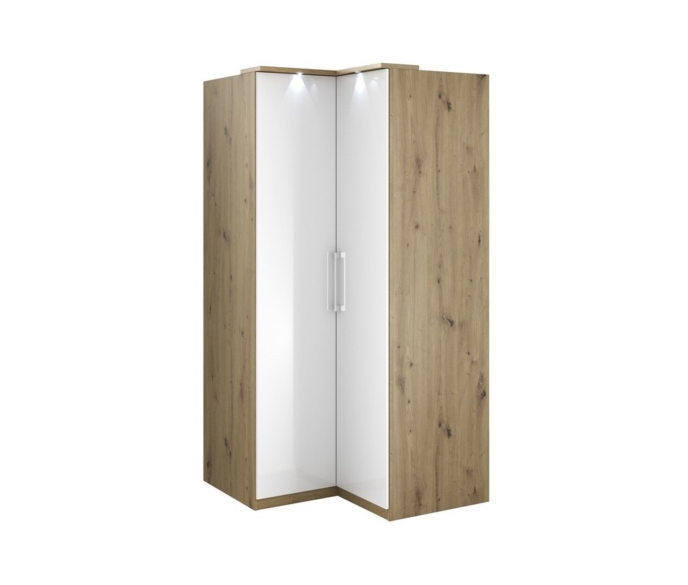 Szafa Narożna Combo Dąb Artisan/Biały Połysk