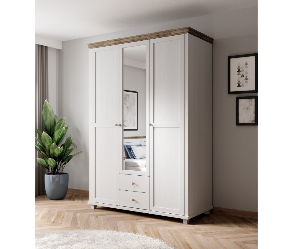 Szafa Evora 3D2S Biały Abiskoash/Dąb Lefkas