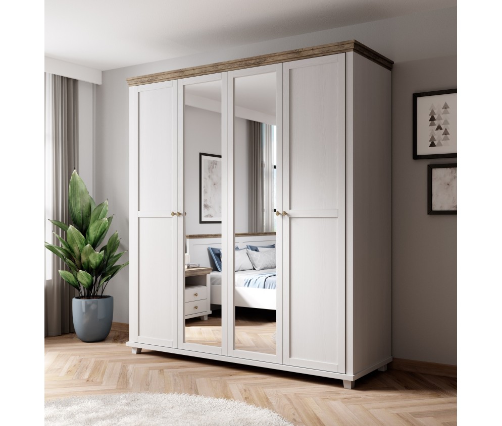 Szafa Evora 4D Biały Abiskoash/Dąb Lefkas