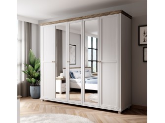 Szafa Evora 5D Biały Abiskoash/Dąb Lefkas