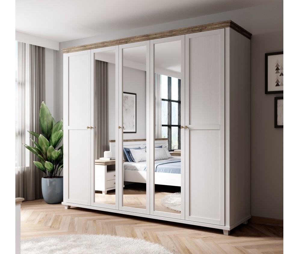 Szafa Evora 5D Biały Abiskoash/Dąb Lefkas