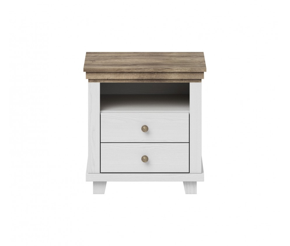 Stolik Nocny Evora 2S Biały Abiskoash/Dąb Lefkas