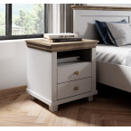 Stolik Nocny Evora 2S Biały Abiskoash/Dąb Lefkas