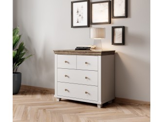 Komoda Evora 4S Biały Abiskoash/Dąb Lefkas