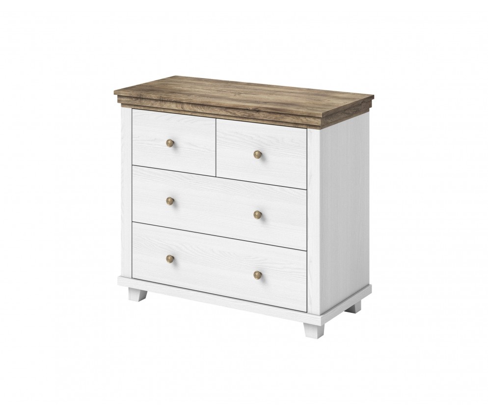 Komoda Evora 4S Biały Abiskoash/Dąb Lefkas