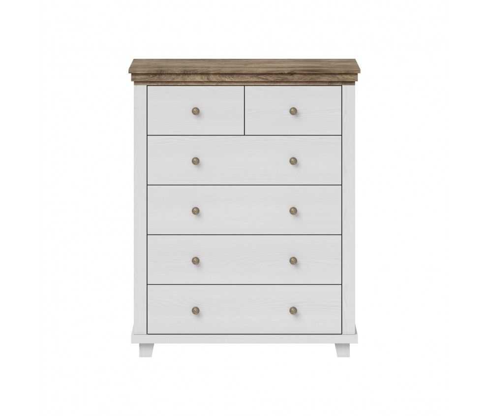 Komoda Evora 6S Biały Abiskoash/Dąb Lefkas