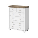 Komoda Evora 6S Biały Abiskoash/Dąb Lefkas