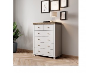 Komoda Evora 6S Biały Abiskoash/Dąb Lefkas