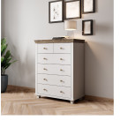 Komoda Evora 6S Biały Abiskoash/Dąb Lefkas