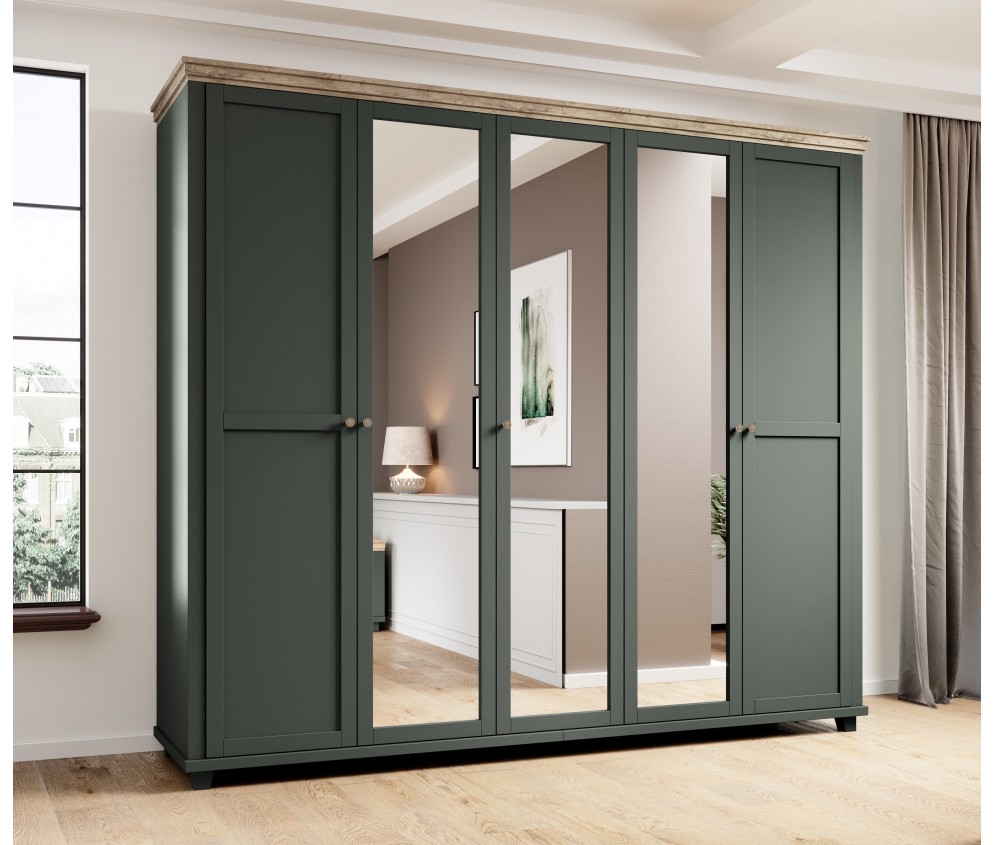 Szafa Evora 5D Zielony/Dąb Lefkas