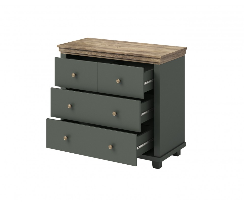 Komoda Evora 4S Zielony/Dąb Lefkas